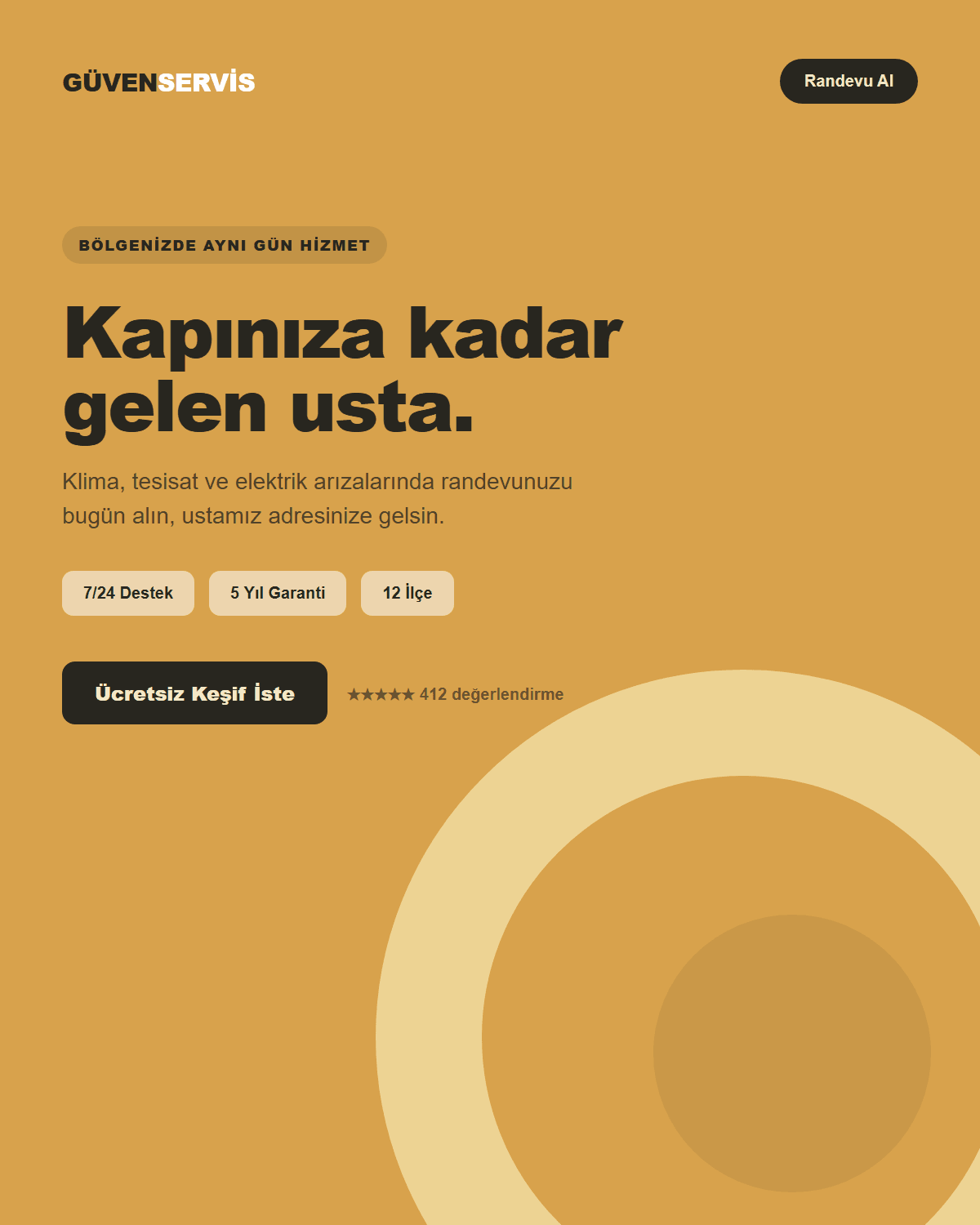 Yerel hizmet sitesi için örnek arayüz görseli